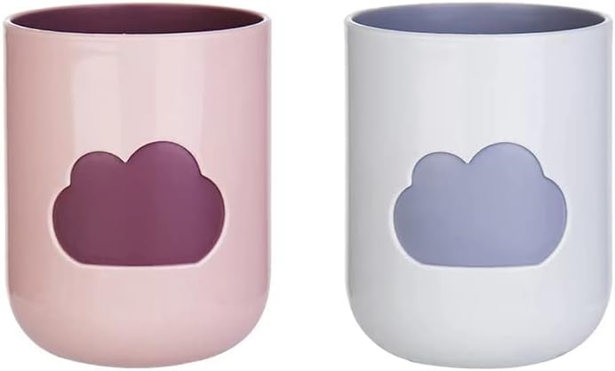 RabyLeo Simple Cloud Mouthwash Cup - Creative Cute Couple Mouthwash Cup (Light Pink & Off White) - Image 1